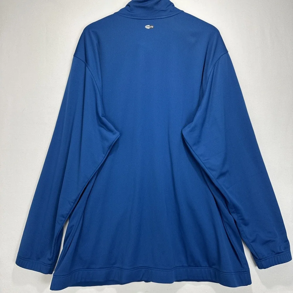 Adidas Climalite 3-Stripe Track Jacket Mens 2XL Blue Mesh Full Zip Mock Neck‎